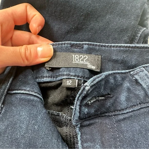 1822 DENIM Dark Wash Skinny Stretchy High Rise Jeans Size 12 - Picture 2 of 3